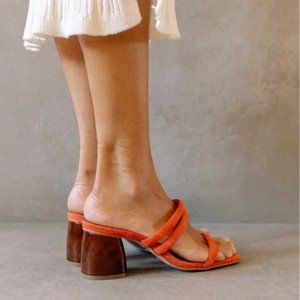 Alohas Indiana Heels, Orange Suede, Size 38